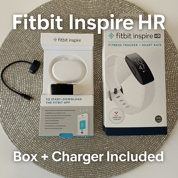 Fitbit Inspire HR Fitness Tracker + Heart Rate — White Band — Original Box - Picture 1 of 4